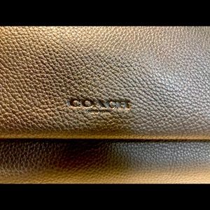 Coach black pebbled leather business Tote